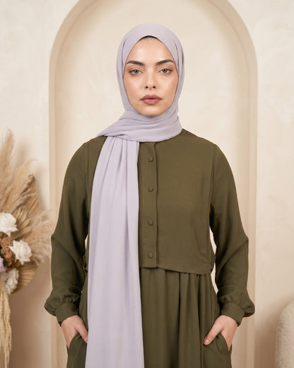 Chocolate Brown Ruffle-Shoulder Maxi Abaya