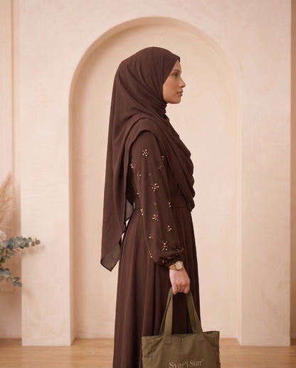 Classic Chocolate Brown Georgette Minimalist Abaya