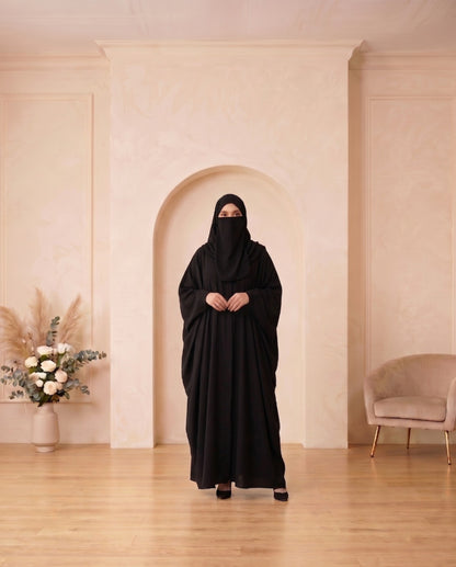 Ethereal Dusty Rose Georgette Gathered Abaya