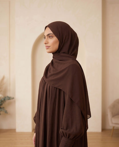 Premium Georgette Pleated Maxi Abaya Set with Elegant Balloon Sleeves