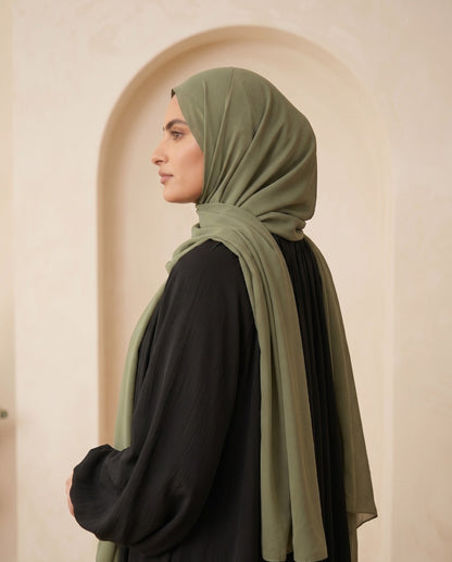 Premium Jet Black Georgette Abaya Set with Elegant Balloon Sleeves