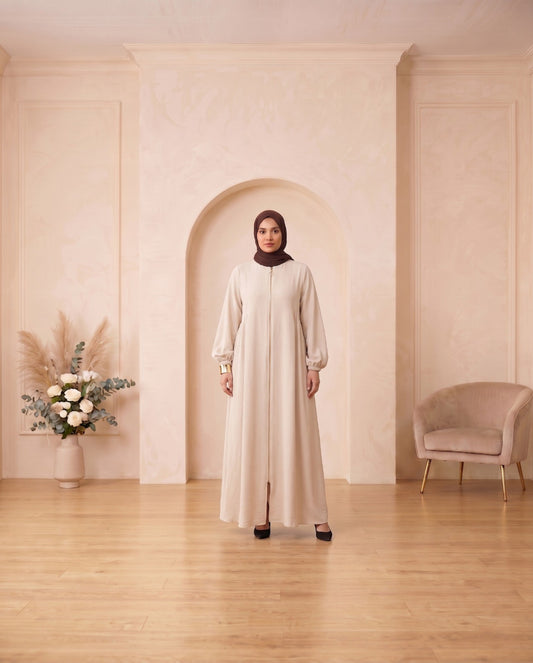 Sophisticated Minimalist Georgette Abaya - Nude/Beige