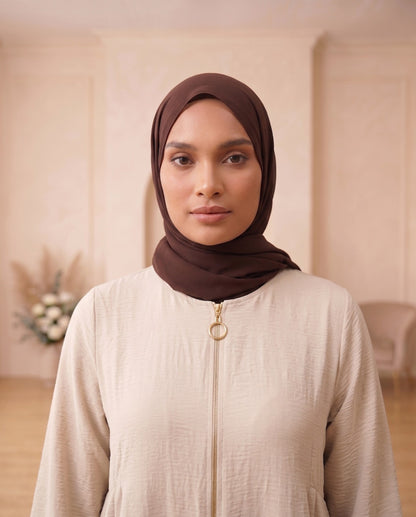Sophisticated Minimalist Georgette Abaya - Nude/Beige