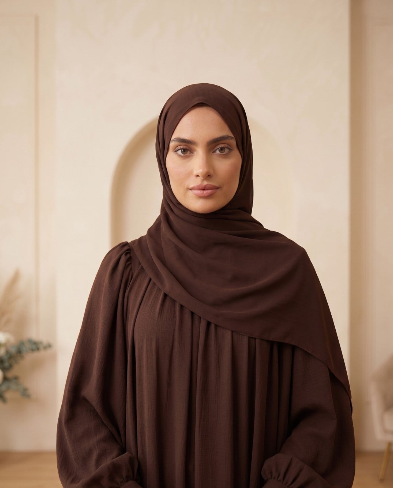 Premium Georgette Pleated Maxi Abaya Set with Elegant Balloon Sleeves