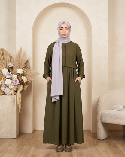 Chocolate Brown Ruffle-Shoulder Maxi Abaya