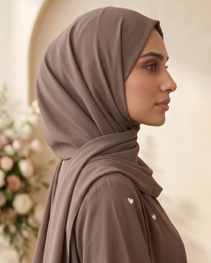 Charming Heart-Embellished Georgette Layered Abaya