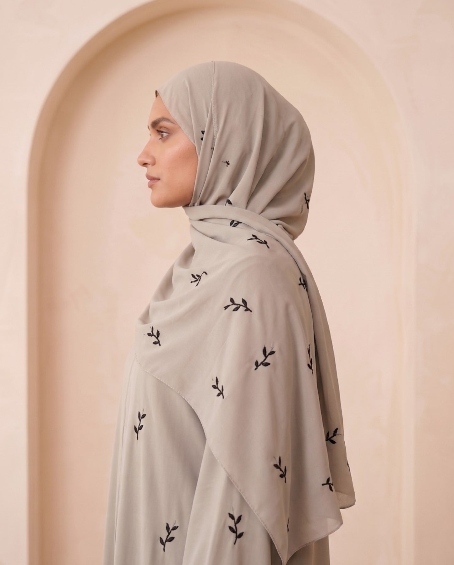 Green Elegance: Embroidered Premium Georgette Abaya