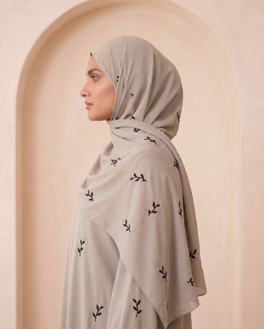 Green Elegance: Embroidered Premium Georgette Abaya