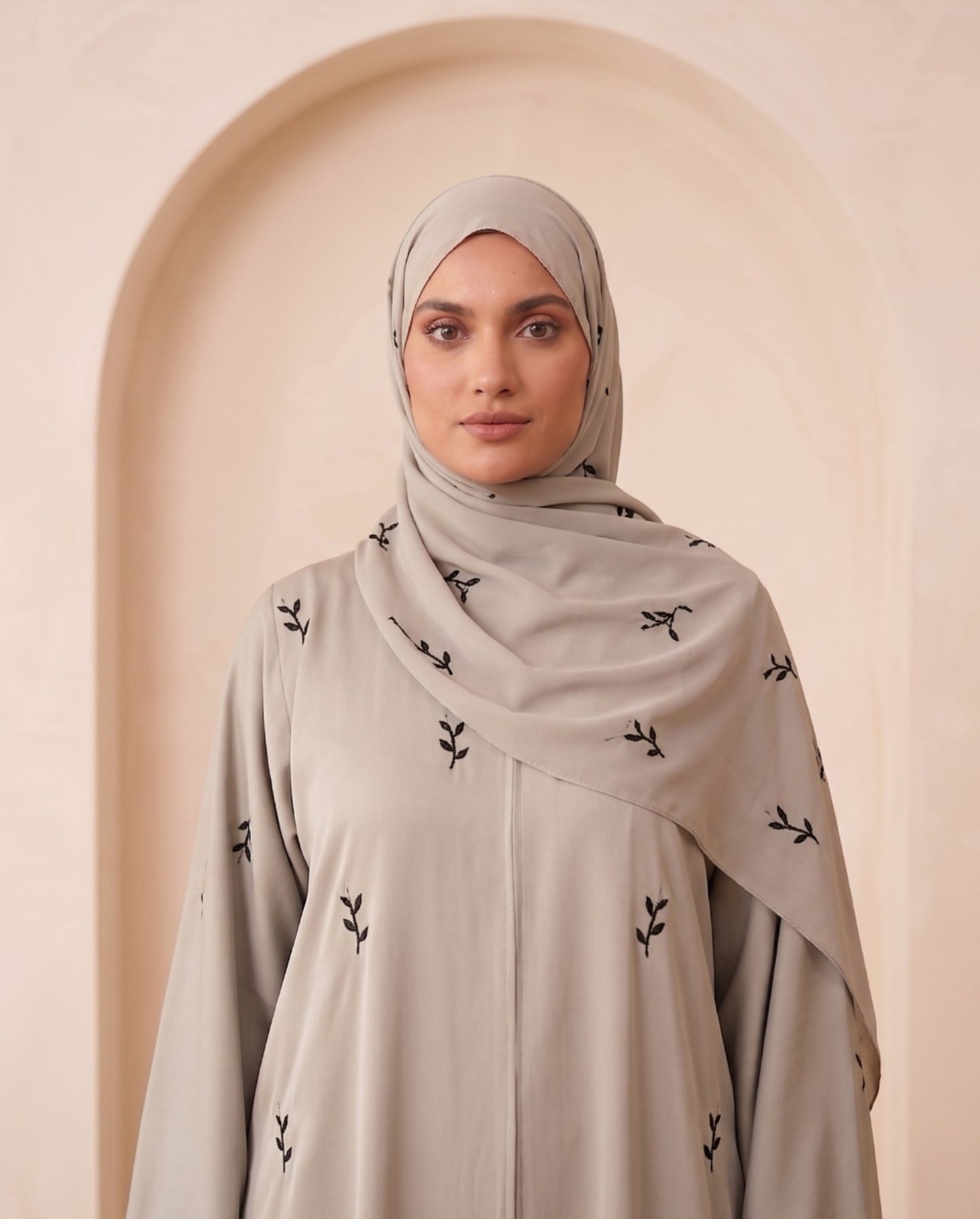 Green Elegance: Embroidered Premium Georgette Abaya