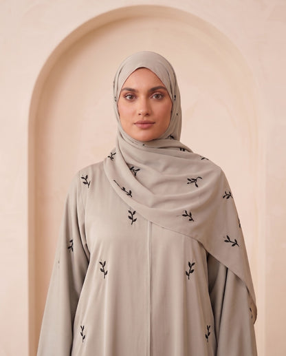 Green Elegance: Embroidered Premium Georgette Abaya