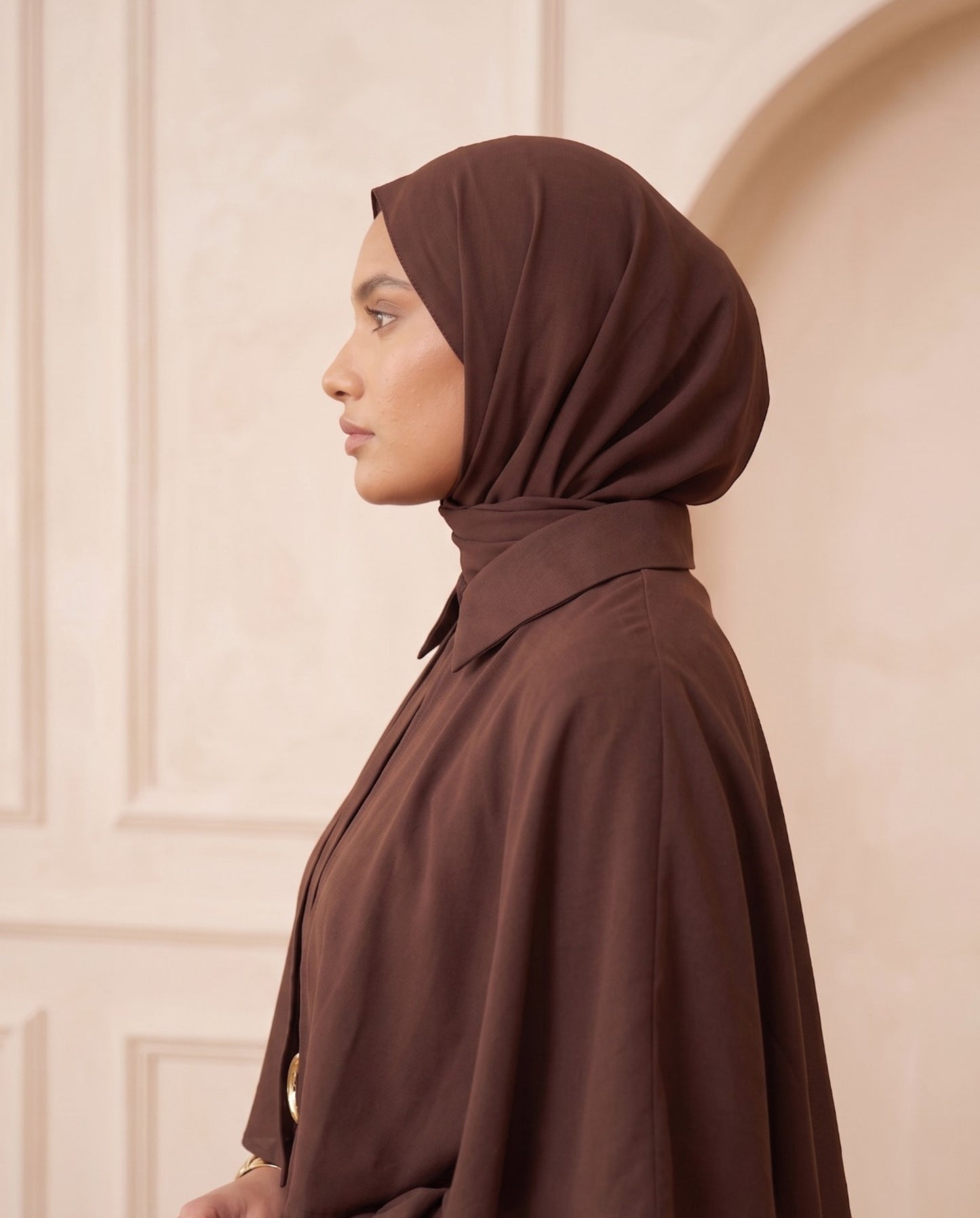 Chocolate Brown Layered Cape Georgette Abaya