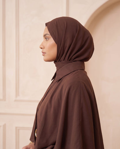Chocolate Brown Layered Cape Georgette Abaya