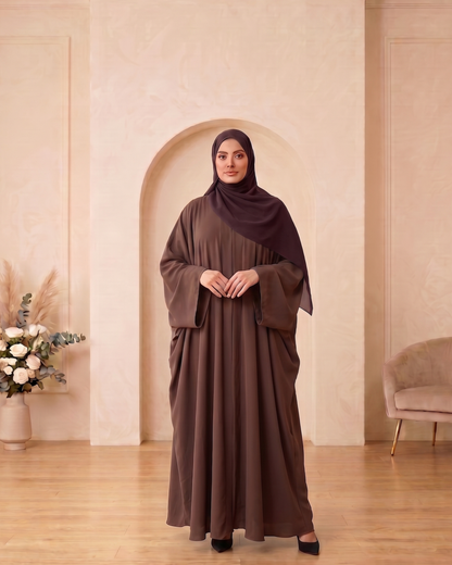 Timeless Chocolate Brown Georgette Flowy Abaya