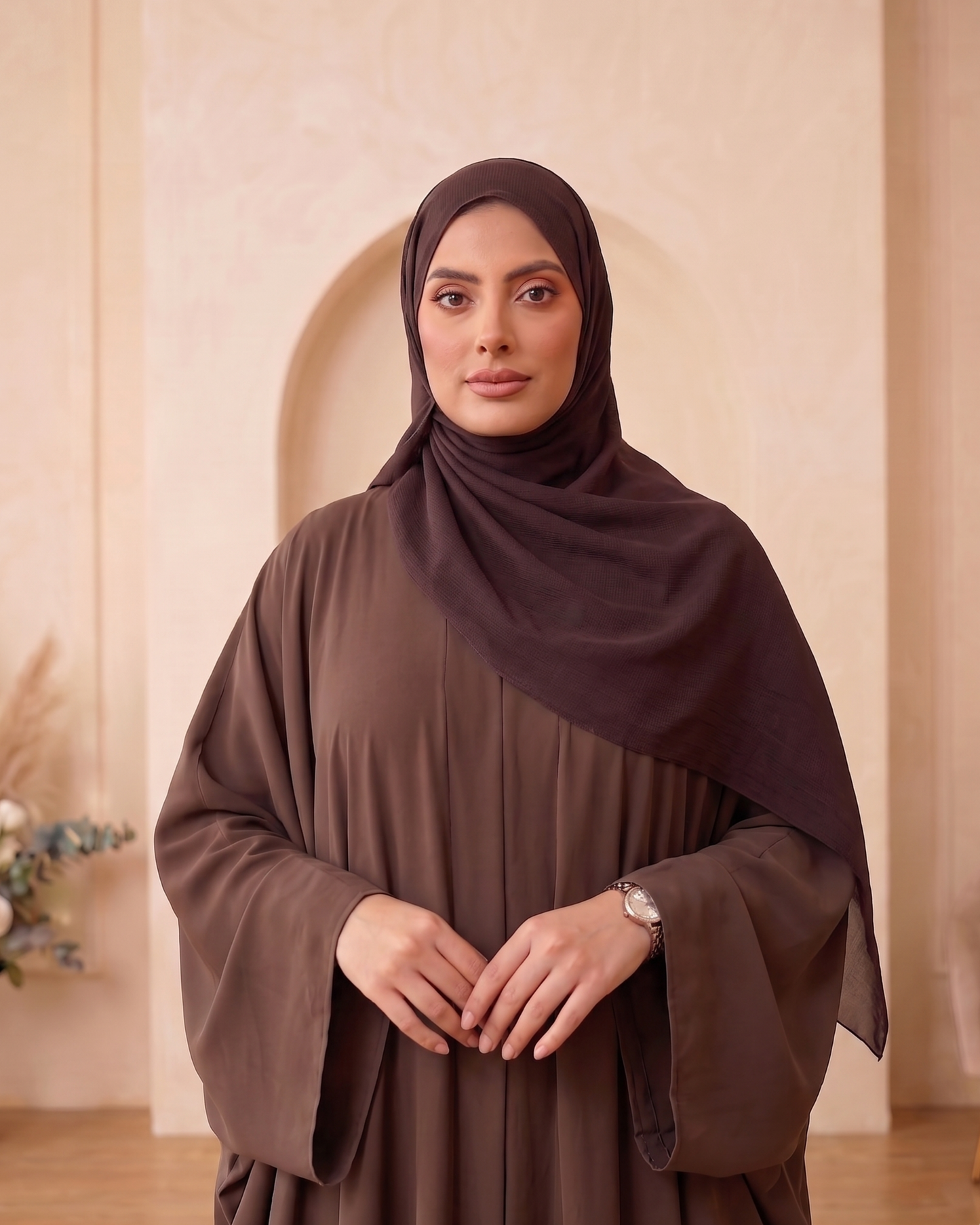 Timeless Chocolate Brown Georgette Flowy Abaya