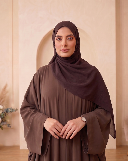 Timeless Chocolate Brown Georgette Flowy Abaya