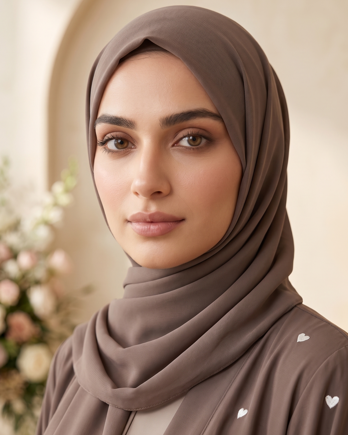 Charming Heart-Embellished Georgette Layered Abaya