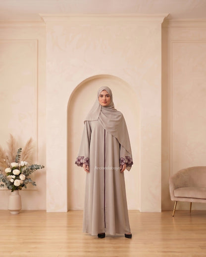 Ethereal Sage Green Georgette Embroidered Abaya