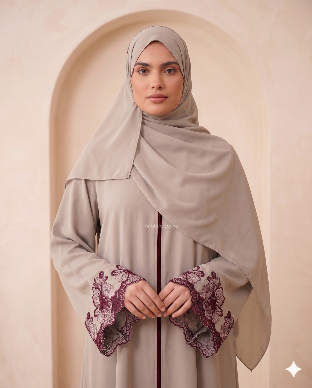 Ethereal Sage Green Georgette Embroidered Abaya
