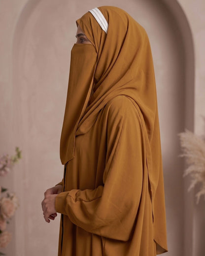 Premium Earth-Tone Georgette Abaya Set with Matching Niqab