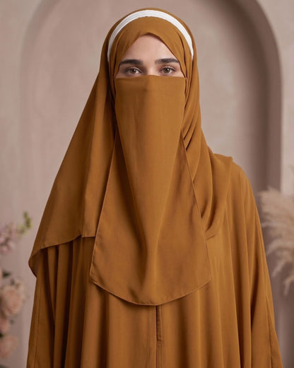 Premium Earth-Tone Georgette Abaya Set with Matching Niqab