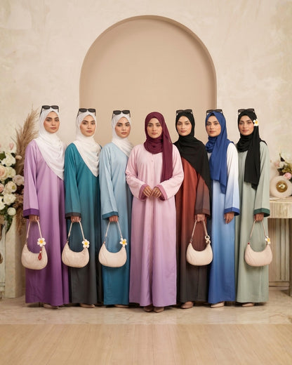 Luxury Silk Ombre Collection – Sada-e-Khaas Dual-Tone Elegant Abaya