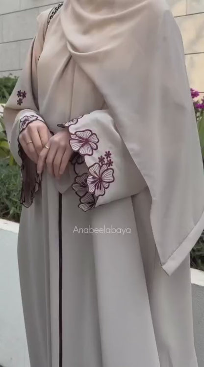 Mehroon Embroidery Abaya