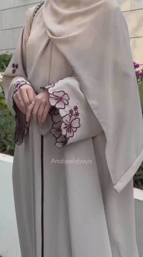 Mehroon Embroidery Abaya