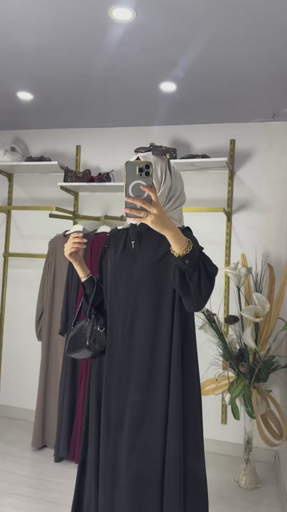 Classic Midnight Black Georgette Elegant Abaya