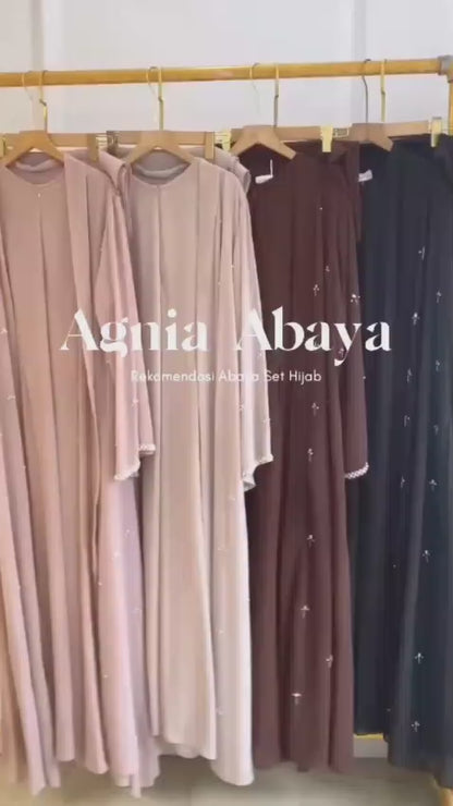 Double Moti Pearls Floral-Accented Ensemble Abaya