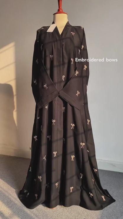 Black BOW ABAYA Embroidery