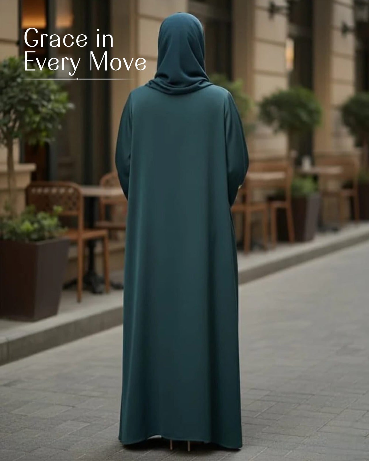 Emerald Green Daisy Embroidered Georgette Abaya - Noor-e-Haya Collection